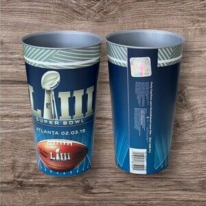 2 (TWO) Official NFL Superbowl LIII Patriots v Rams 32 oz Plastic Cups NEW